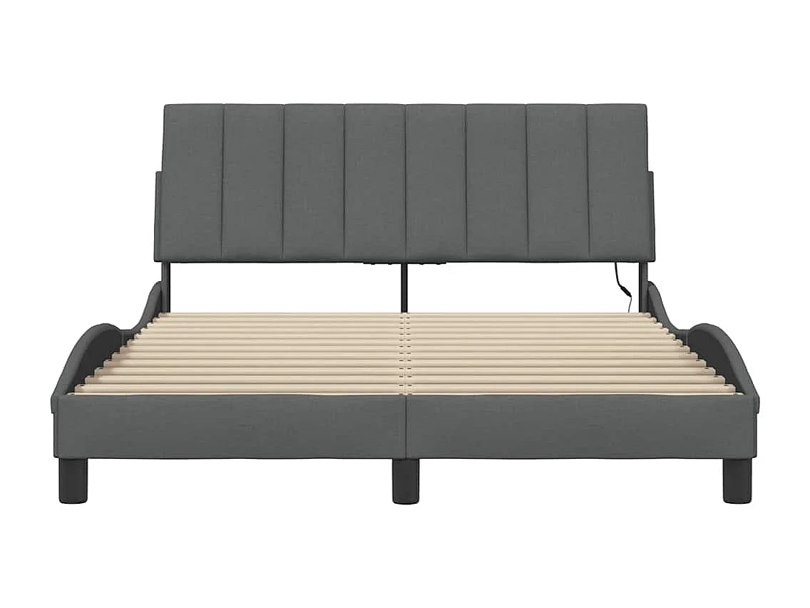 Lit simple | Lit adulte, enfant | Cadre de lit gris foncé 120x200 cm tissu