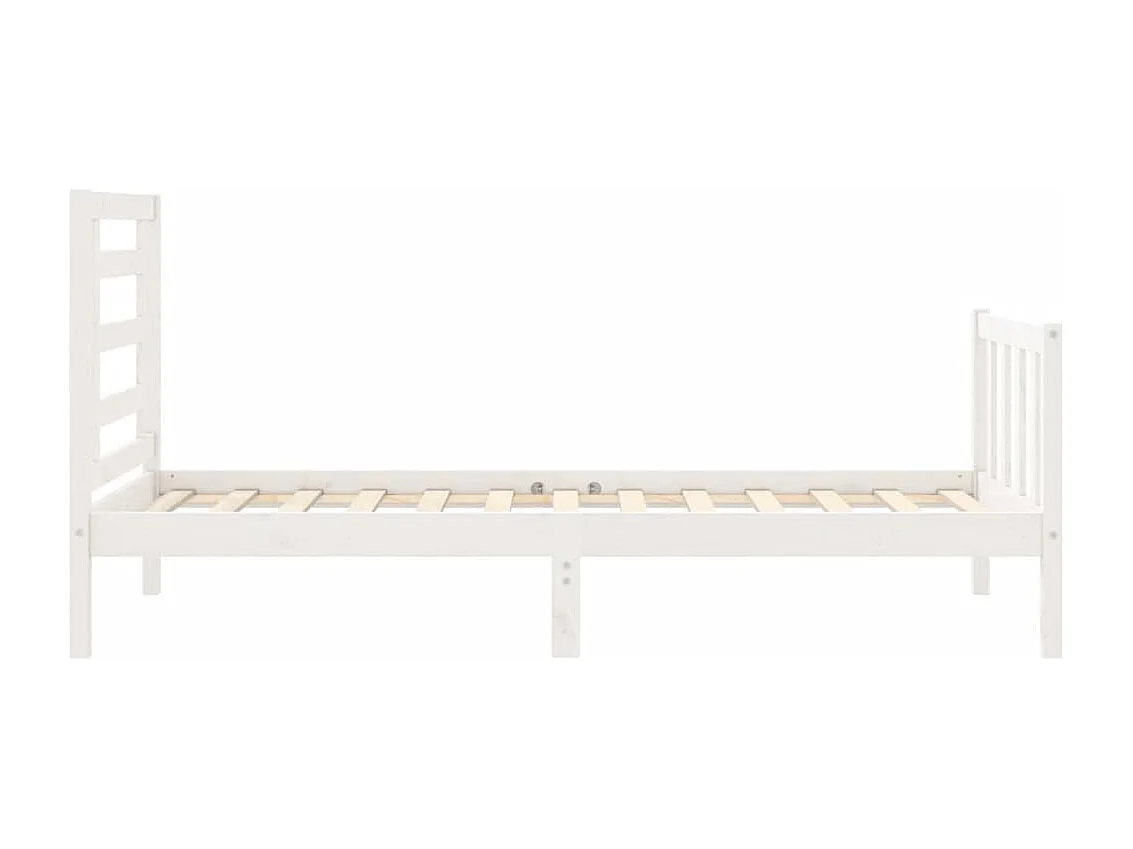 Lit simple | Lit adulte, enfant | Cadre de lit blanc bois de pin massif 75x190 cm