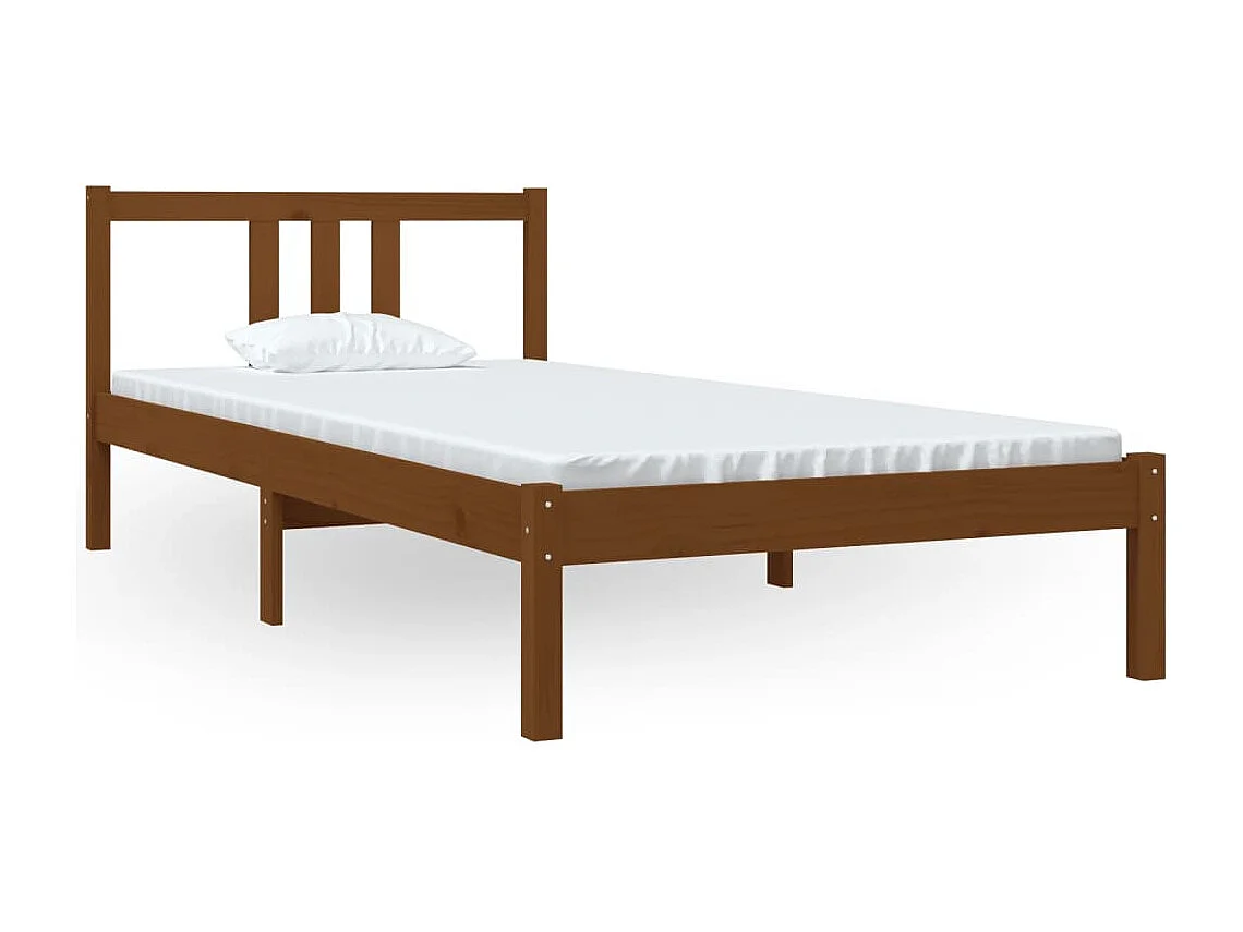 Lit simple | Lit adulte, enfant | Cadre de lit marron miel bois massif 90x200 cm