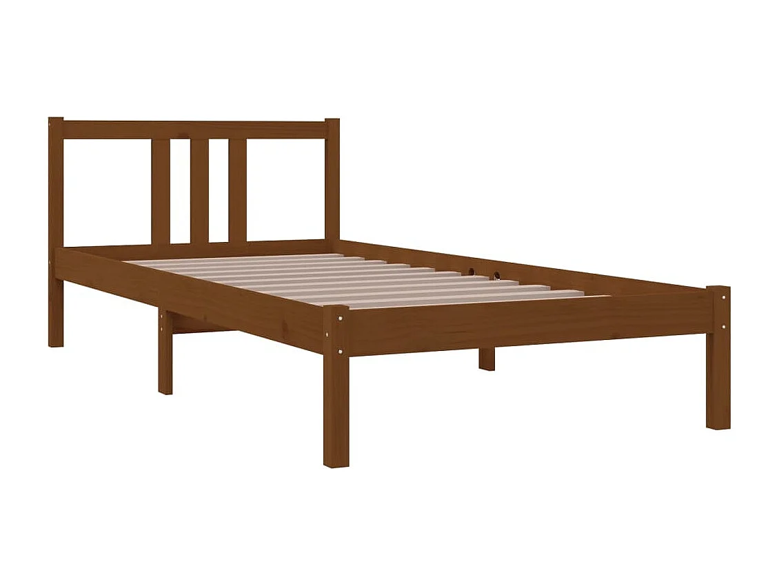 Lit simple | Lit adulte, enfant | Cadre de lit marron miel bois massif 90x200 cm