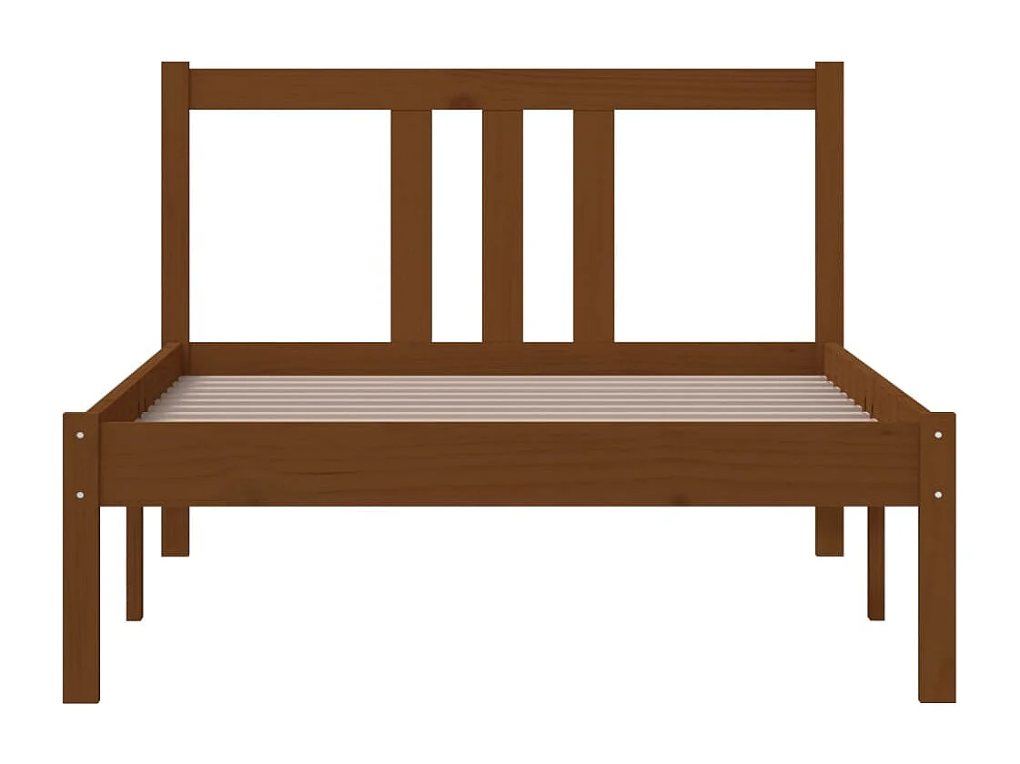 Lit simple | Lit adulte, enfant | Cadre de lit marron miel bois massif 90x200 cm