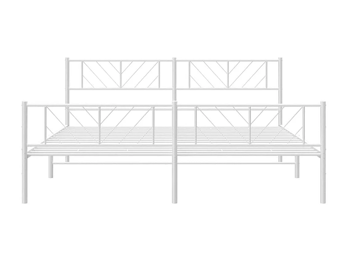 Lit double | Lit adulte | Cadre de lit métal et pied de lit blanc 193x203 cm