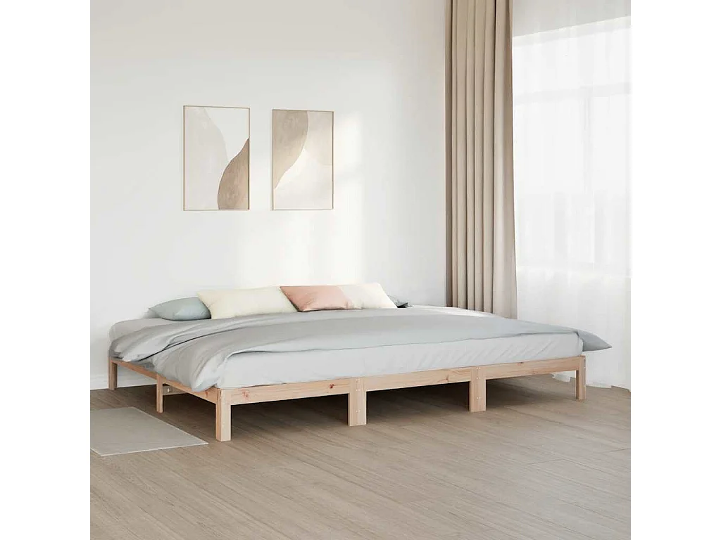 Lit double | Lit adulte | Cadre de lit familial 240x200cm bois massif de pin