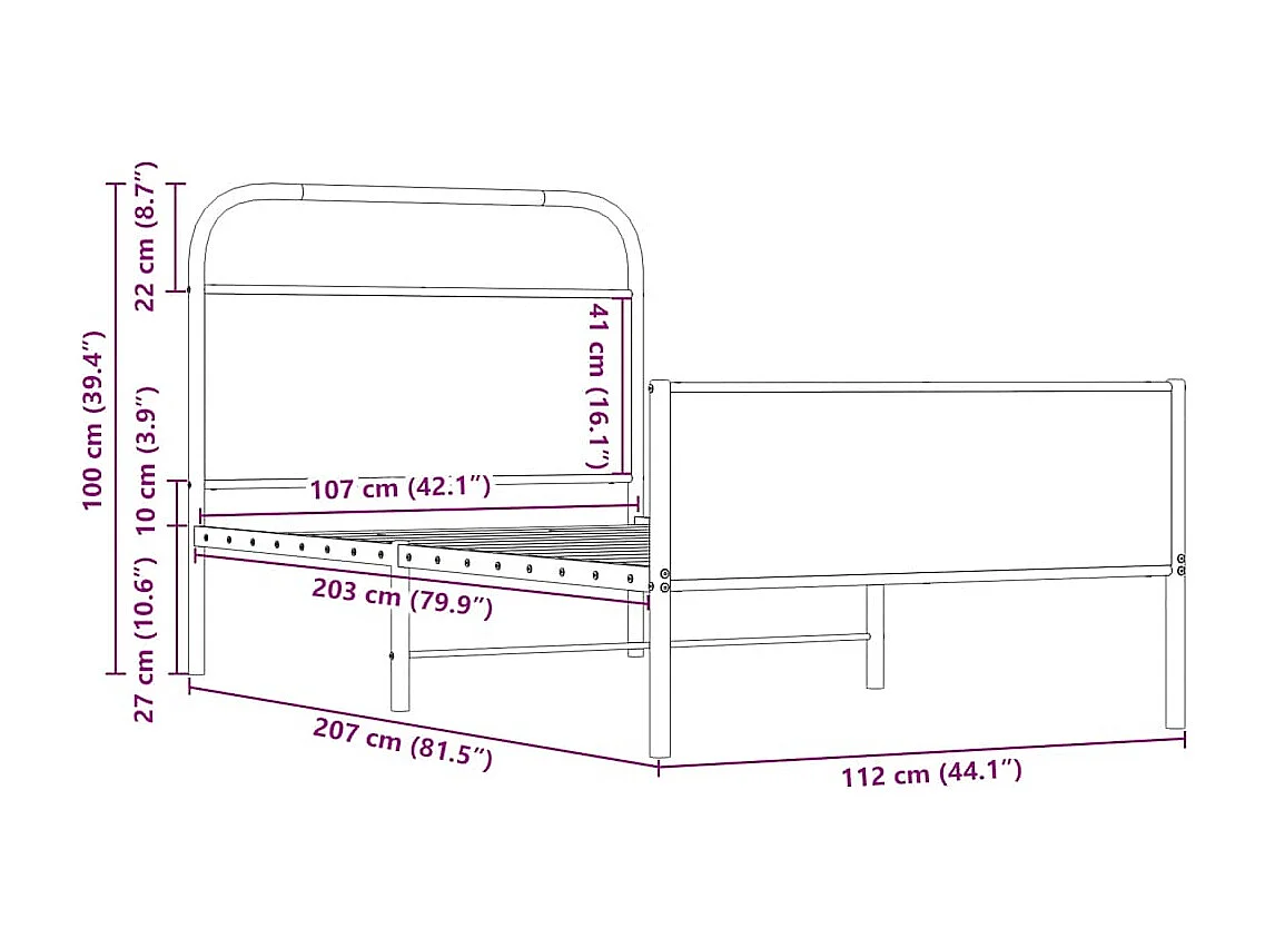 Lit simple | Lit adulte, enfant | Cadre de lit 107x203 cm chêne sonoma