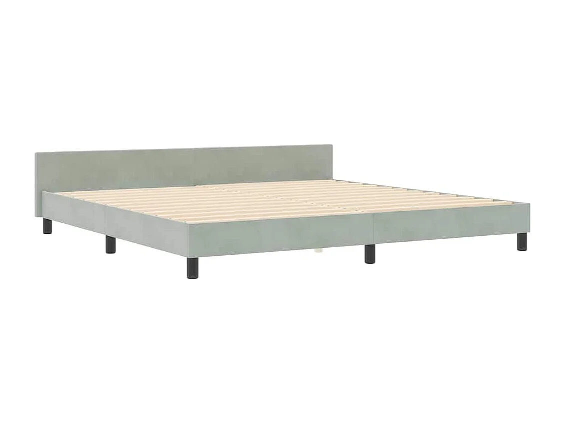 Lit double | Lit adulte | Cadre de lit avec tête de lit Gris clair 200x200 cm Velours