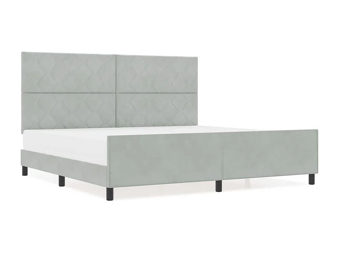 Lit double | Lit adulte | Cadre de lit avec tête de lit Gris clair 200x200 cm Velours