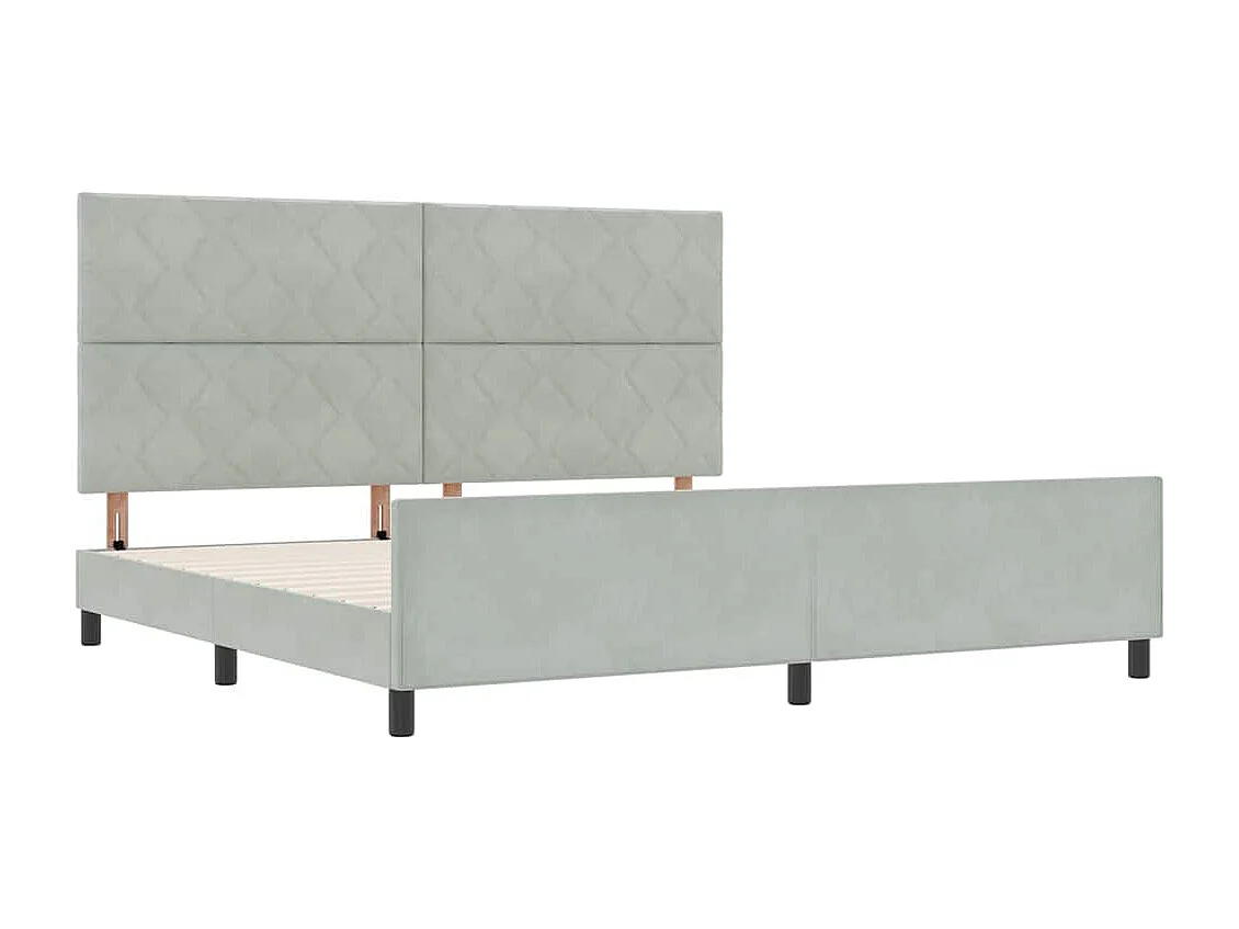 Lit double | Lit adulte | Cadre de lit avec tête de lit Gris clair 200x200 cm Velours