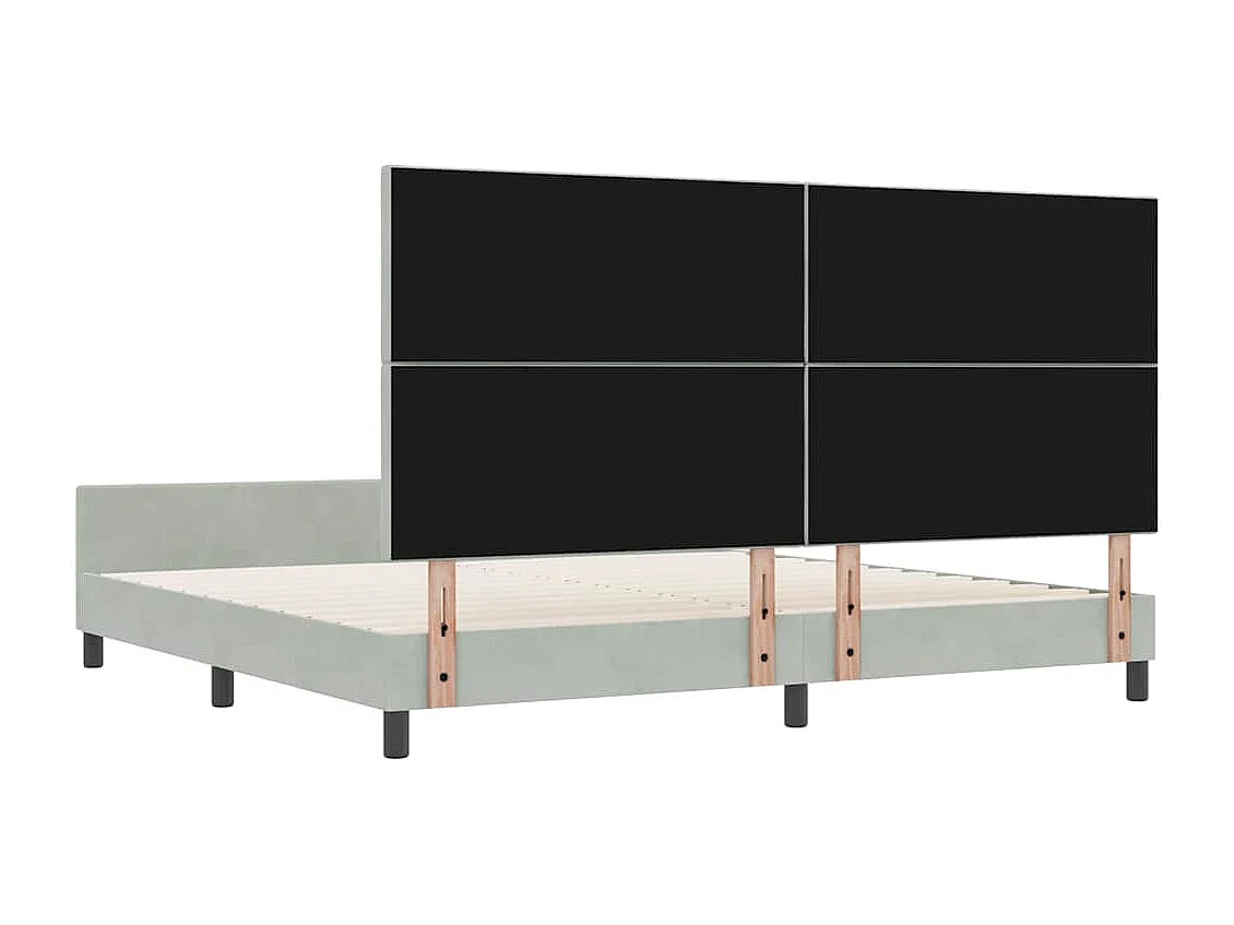 Lit double | Lit adulte | Cadre de lit avec tête de lit Gris clair 200x200 cm Velours