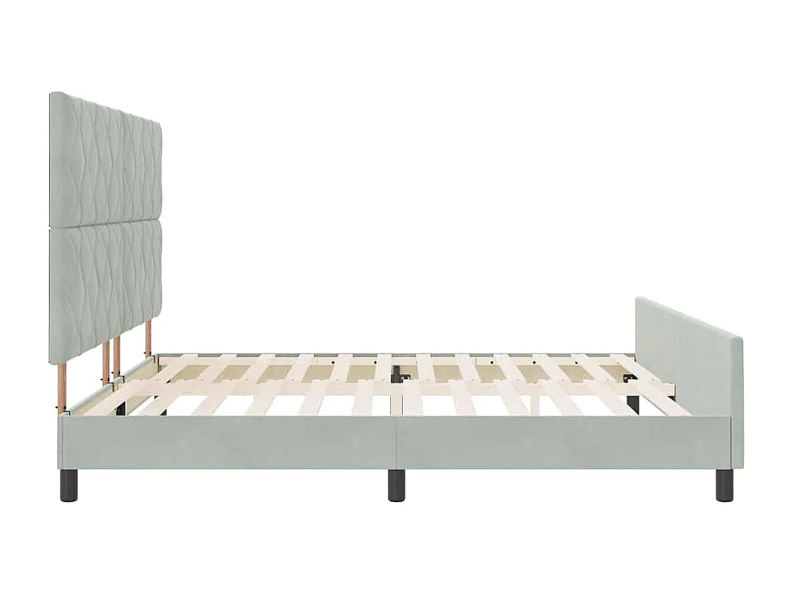 Lit double | Lit adulte | Cadre de lit avec tête de lit Gris clair 200x200 cm Velours