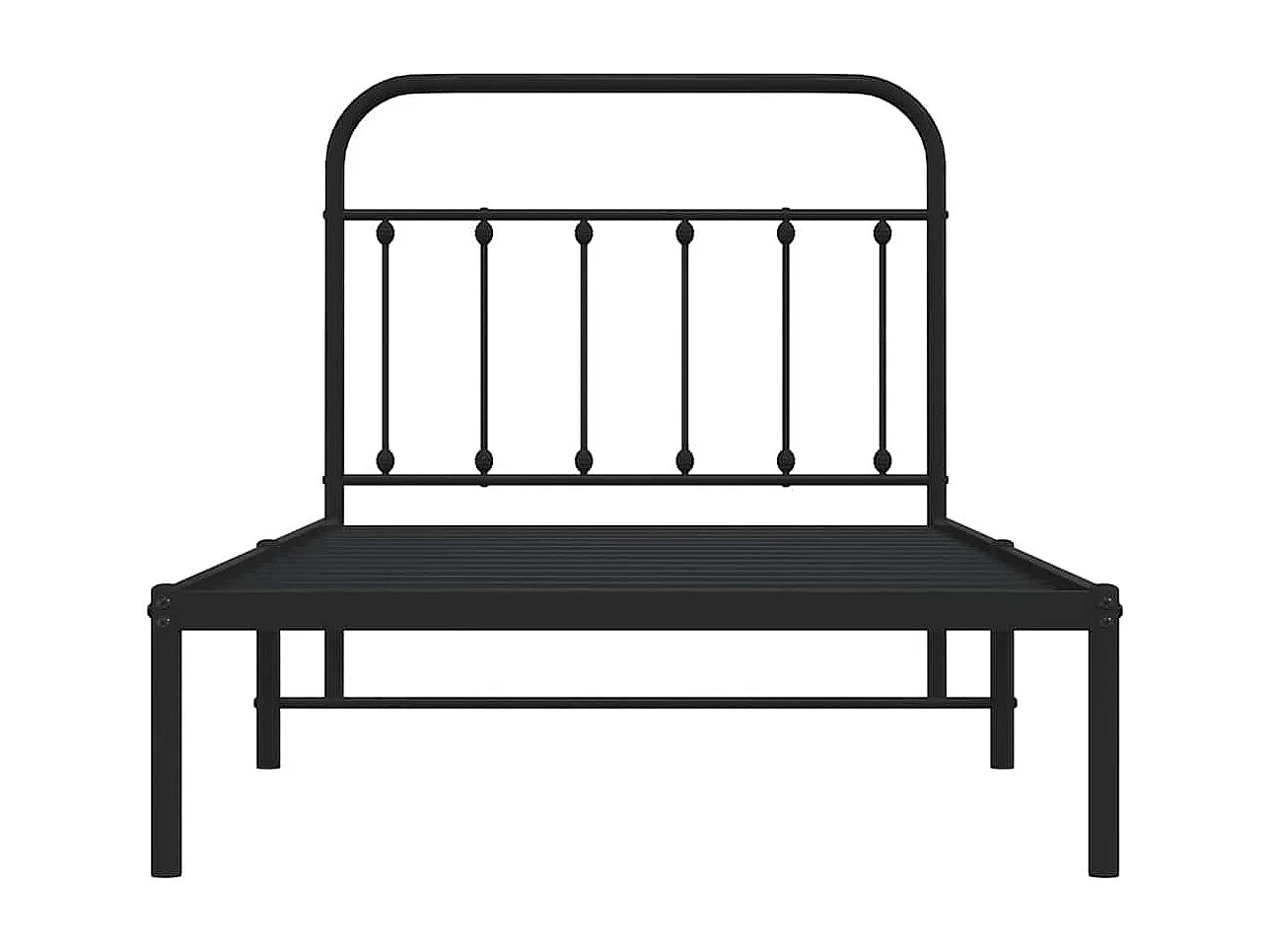 Lit simple | Lit adulte, enfant | Cadre de lit métal avec tête de lit noir 100x190cm