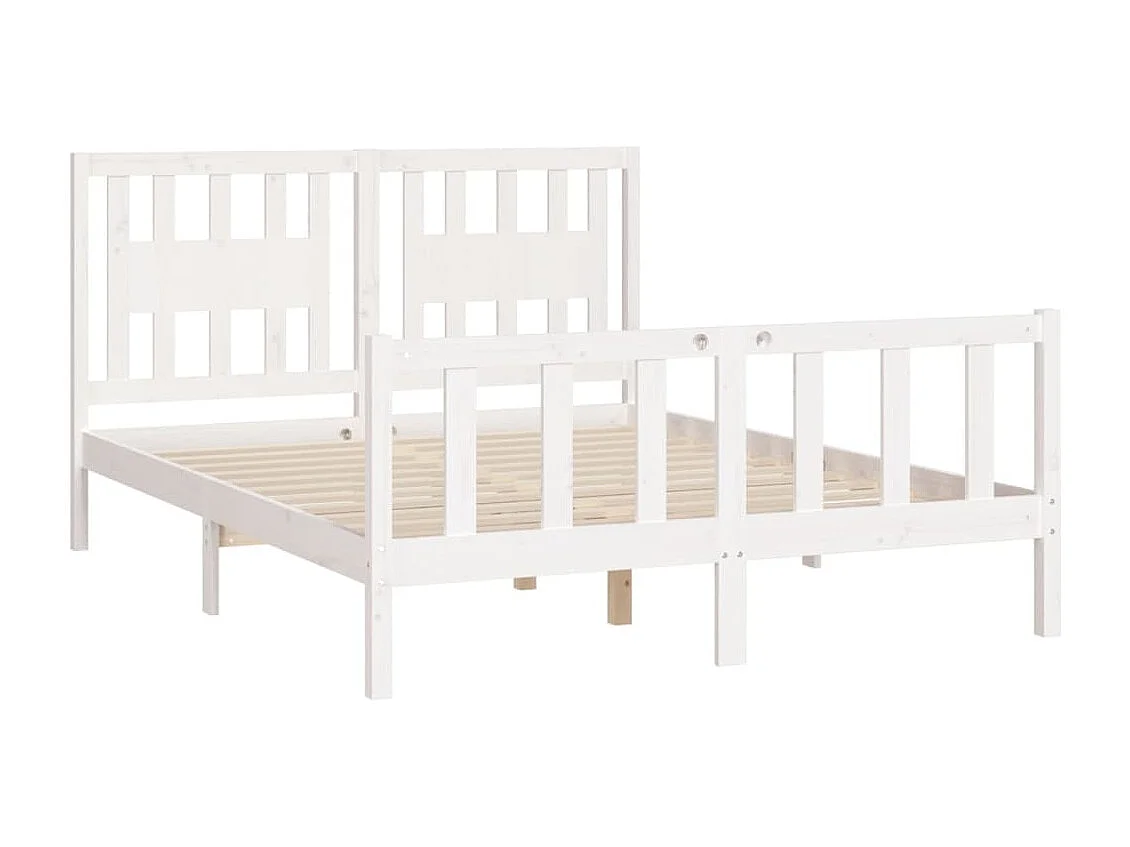 Lit simple | Lit adulte, enfant | Cadre de lit blanc bois de pin massif 120x200 cm