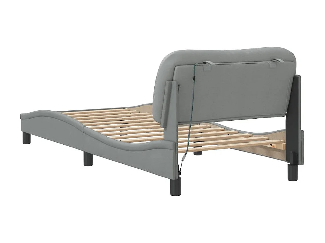 Lit simple | Lit adulte, enfant | Cadre de lit avec LED gris clair 80x200 cm tissu