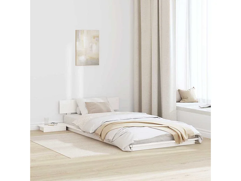 Lit simple | Lit adulte, enfant | Cadre de lit Blanc 90x190 cm bois