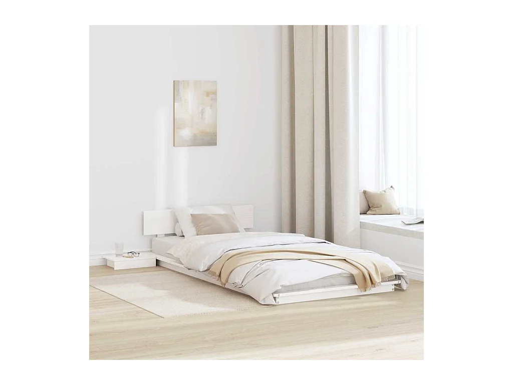 Lit simple | Lit adulte, enfant | Cadre de lit Blanc 90x190 cm bois