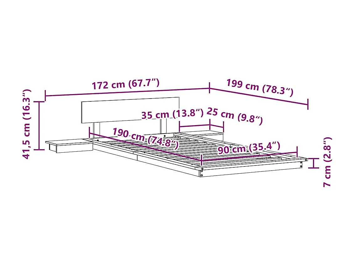 Lit simple | Lit adulte, enfant | Cadre de lit Blanc 90x190 cm bois