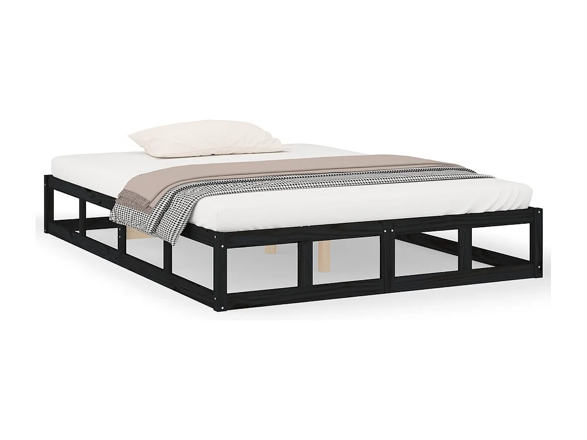 Lit double | Lit adulte | Cadre de lit noir 140x190 cm bois massif