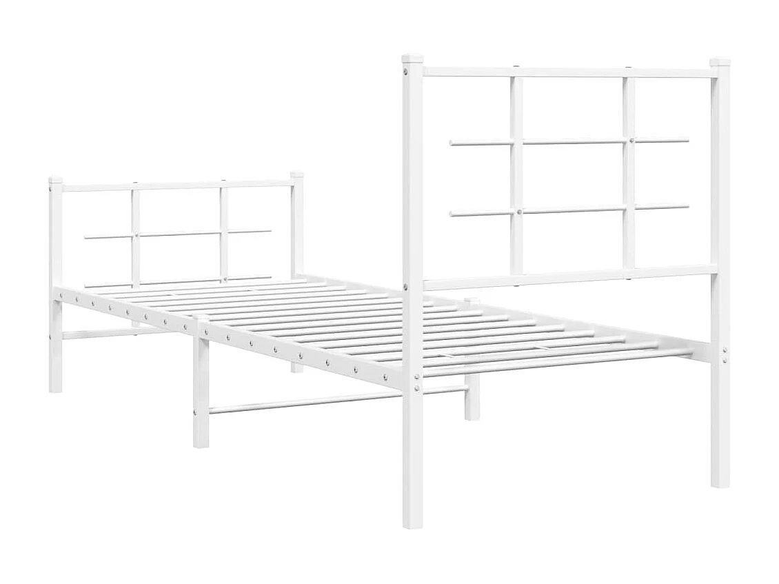 Lit simple | Lit adulte, enfant | Cadre de lit métal avec pied de lit blanc 80x200cm