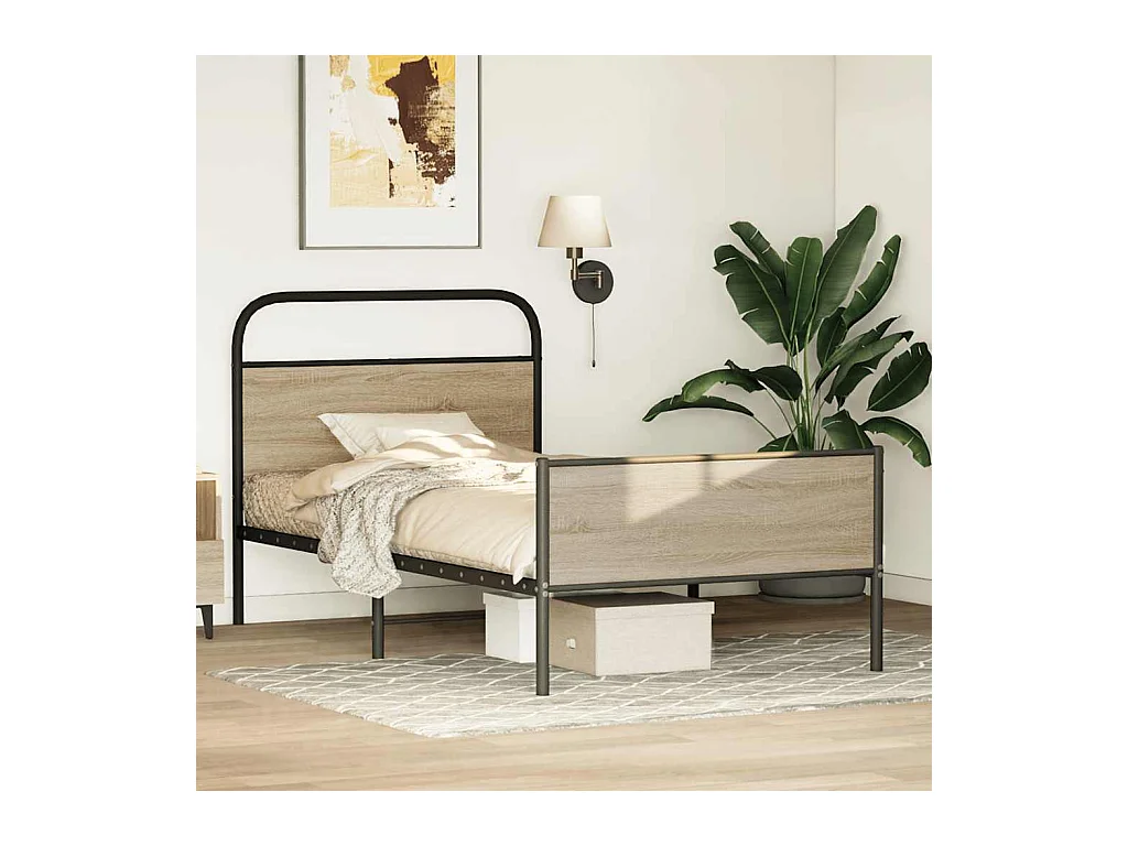 Letto per adulti | Letto singolo | Giroletto senza Materasso Rovere Sonoma 100x190cm in Truciolato