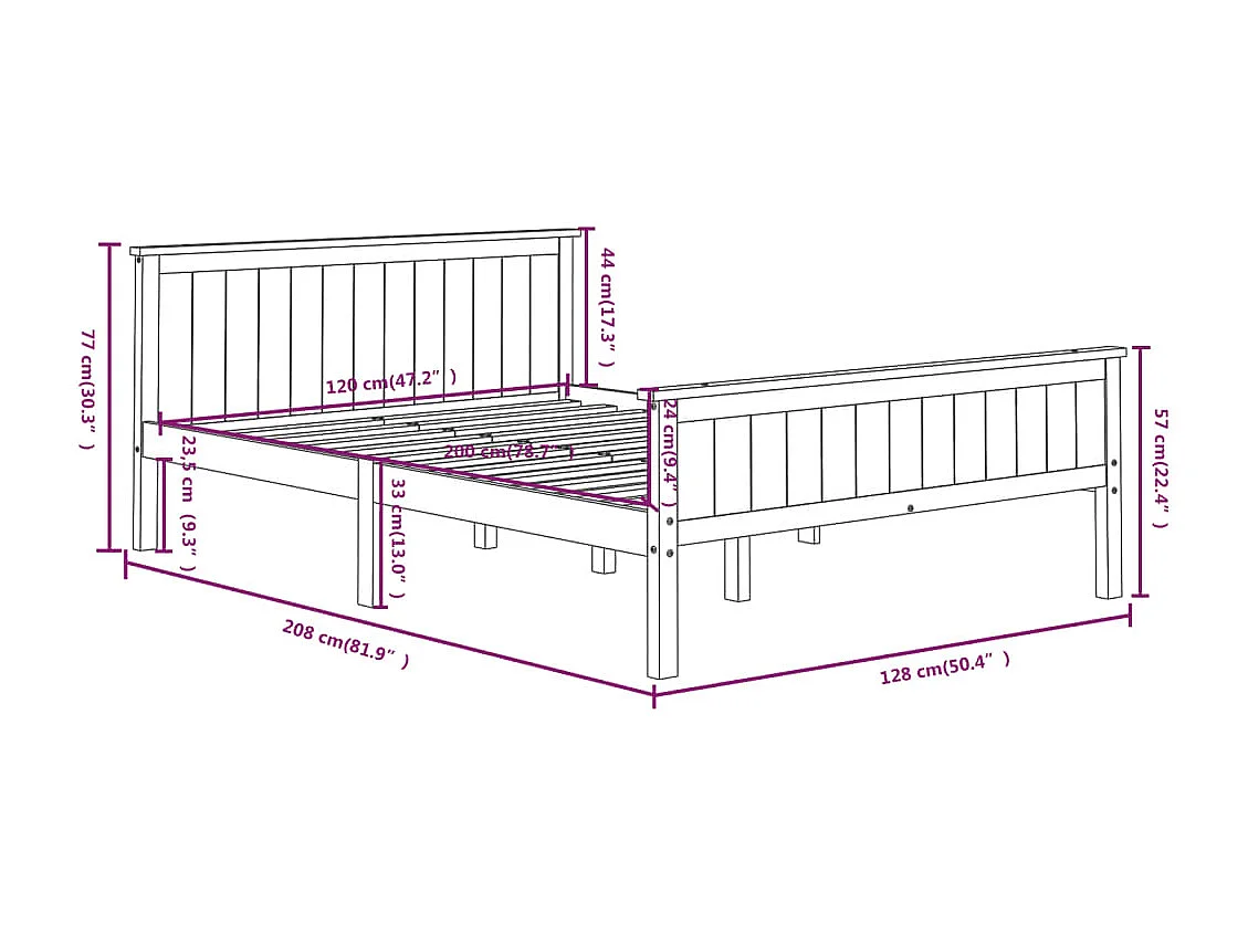 Lit simple | Lit adulte, enfant | Cadre de lit marron foncé pin massif 120x200 cm