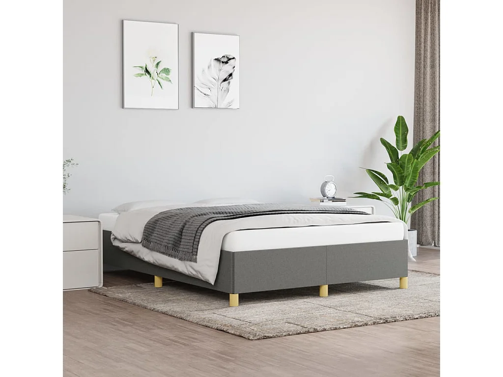 Lit double | Lit adulte | Cadre de lit gris foncé 140x200 cm tissu
