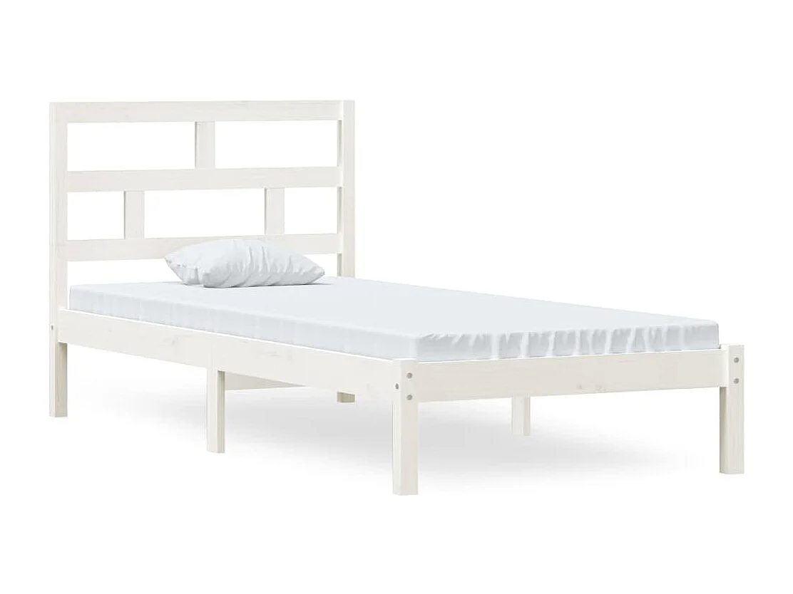 Lit simple | Lit adulte, enfant | Cadre de lit blanc bois massif 90x200 cm