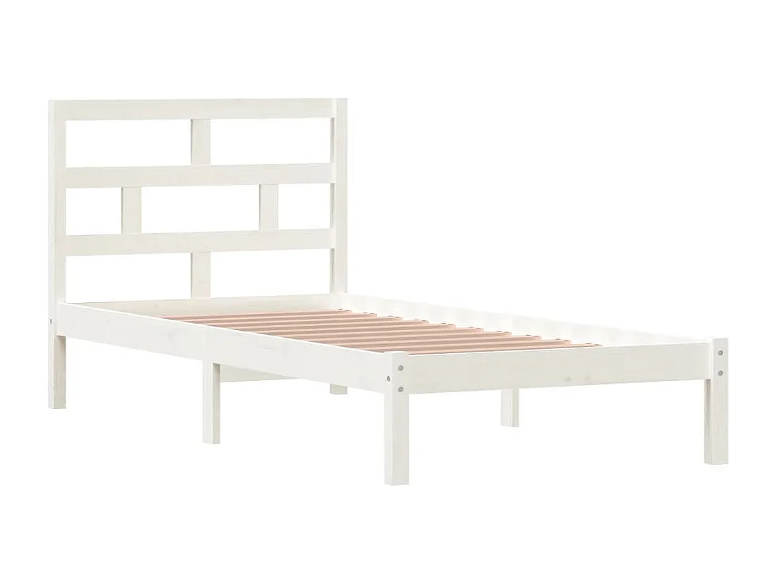 Lit simple | Lit adulte, enfant | Cadre de lit blanc bois massif 90x200 cm