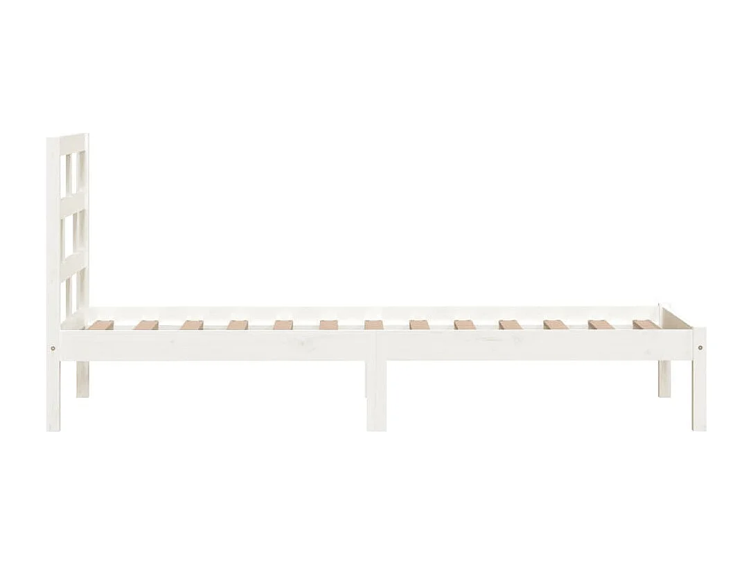 Lit simple | Lit adulte, enfant | Cadre de lit blanc bois massif 90x200 cm