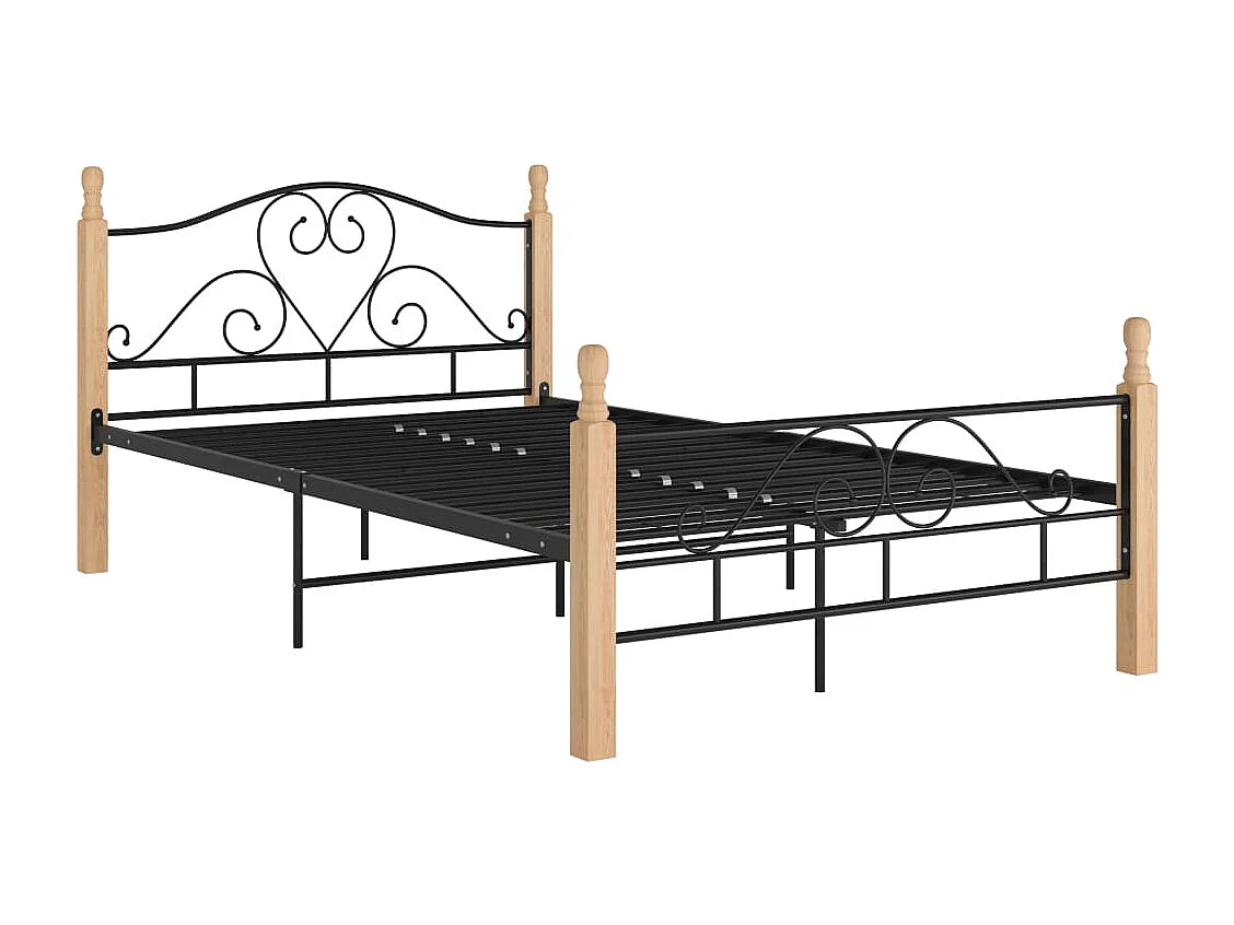 Lit simple | Lit adulte, enfant | Cadre de lit noir métal 120x200 cm
