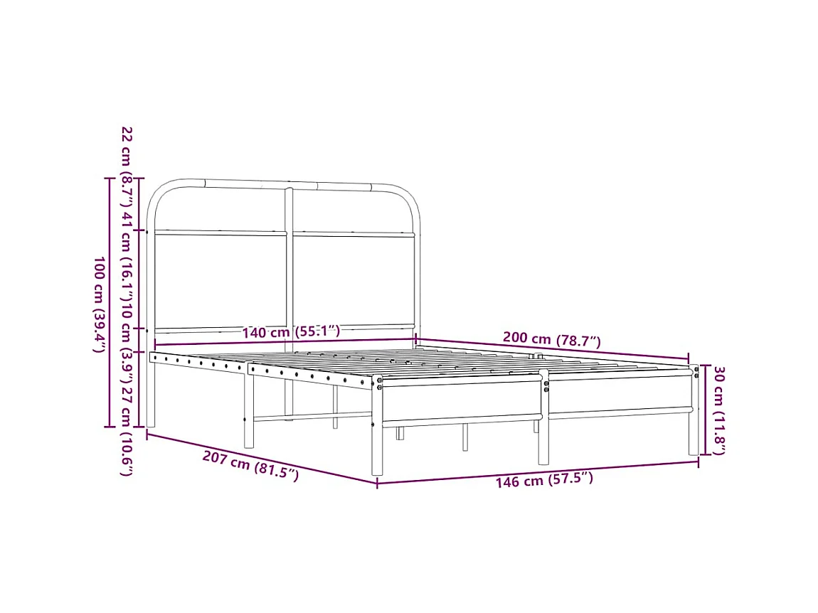 Letto per adulti | Letto matrimoniale | Giroletto senza Materasso Rovere Marrone 140x200 cm Truciolato