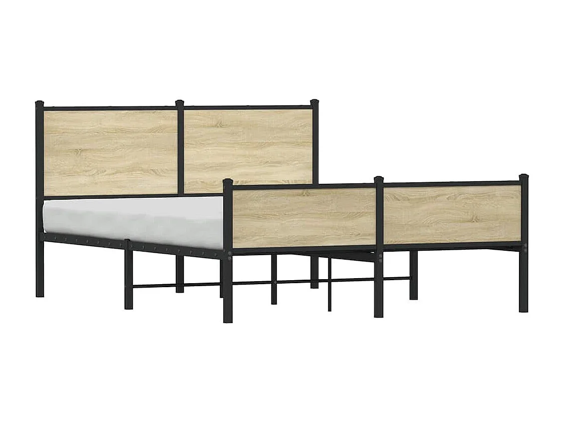 Letto per adulti | Letto matrimoniale | Giroletto senza Materaso in Metallo Rovere Sonoma 137x190 cm