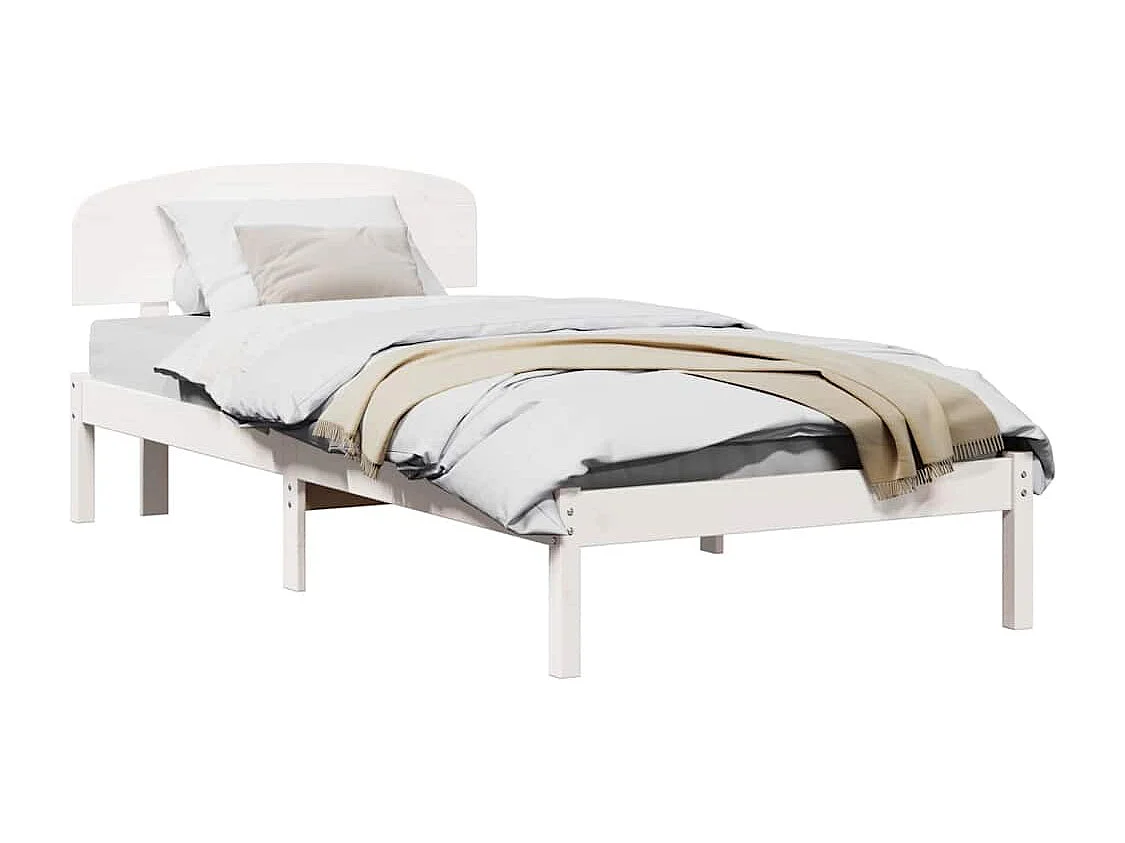 Letto singolo | Giroletto | Struttura del letto Bianco 100x200 cm Pino massello