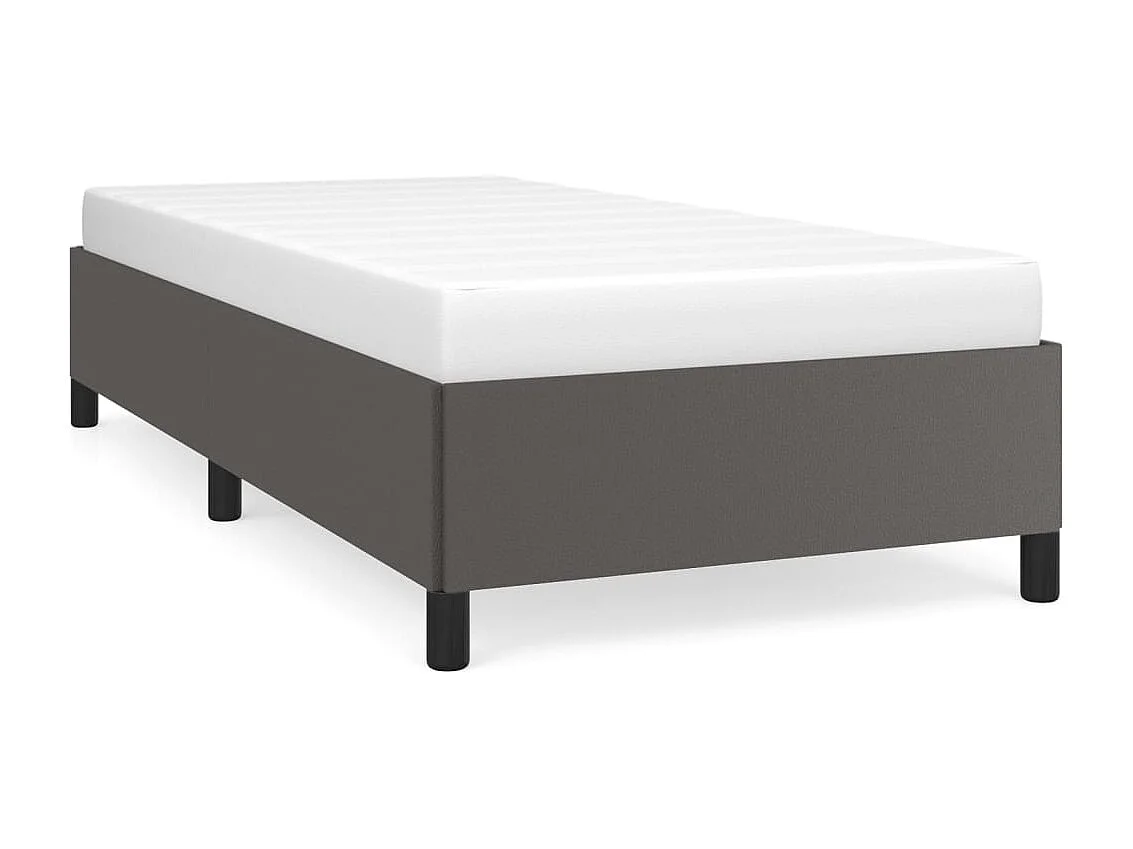 Lit simple | Lit adulte, enfant | Cadre de lit gris 90x200 cm similicuir