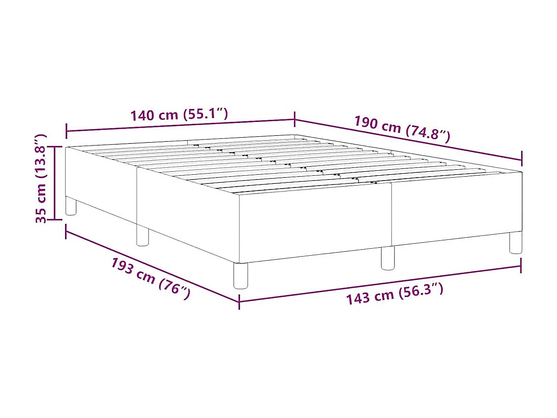 Lit double | Lit adulte | Cadre de lit Gris clair 140x190 cm Tissu en velours côtelé