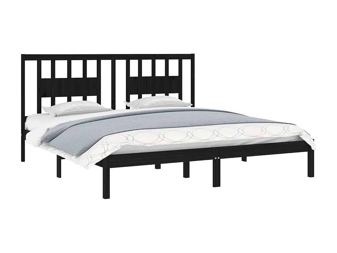 Lit double | Lit adulte | Cadre de lit noir bois massif 200x200 cm