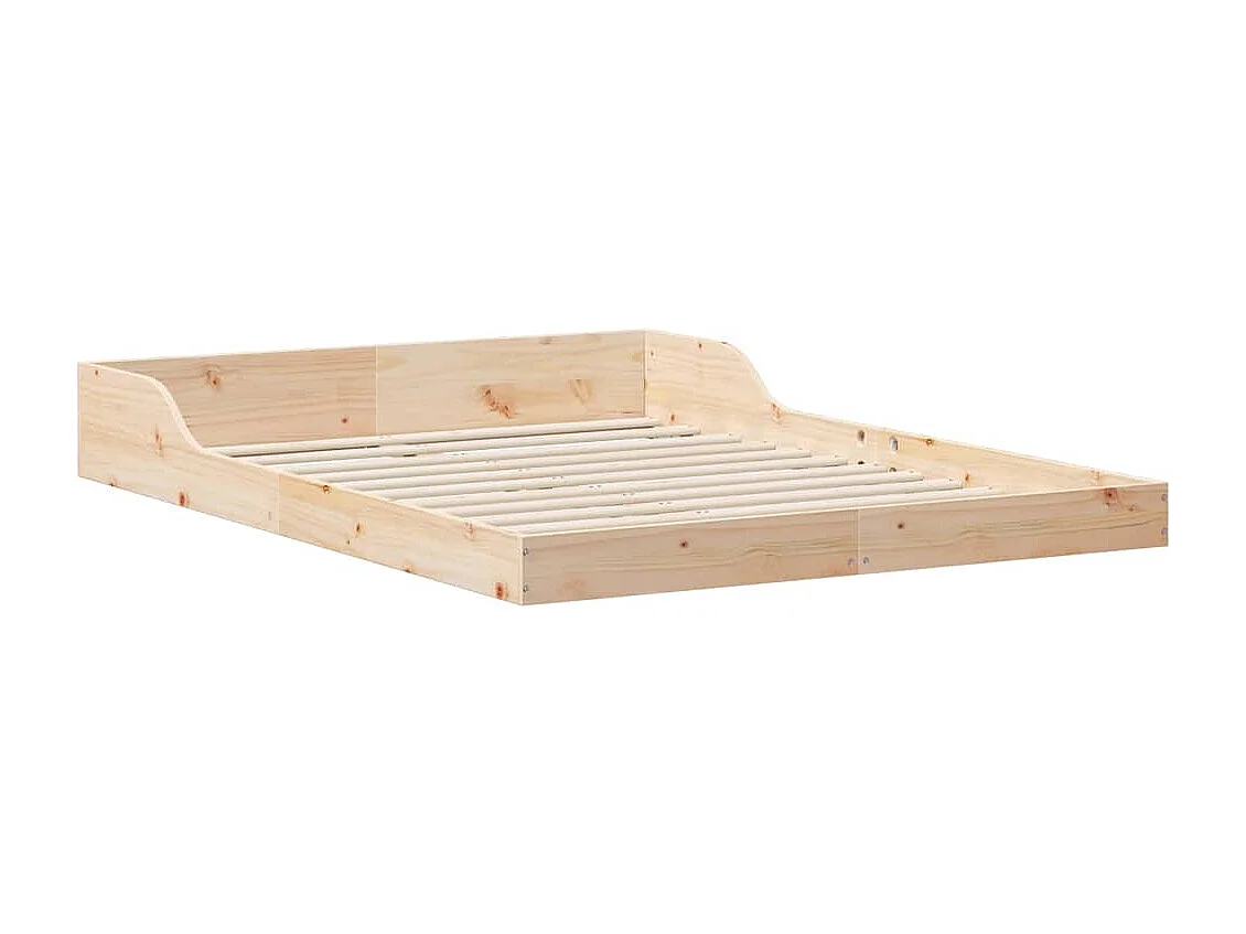 Lit double | Lit adulte | Cadre de lit Marron 140x190 cm Bois massif en pin