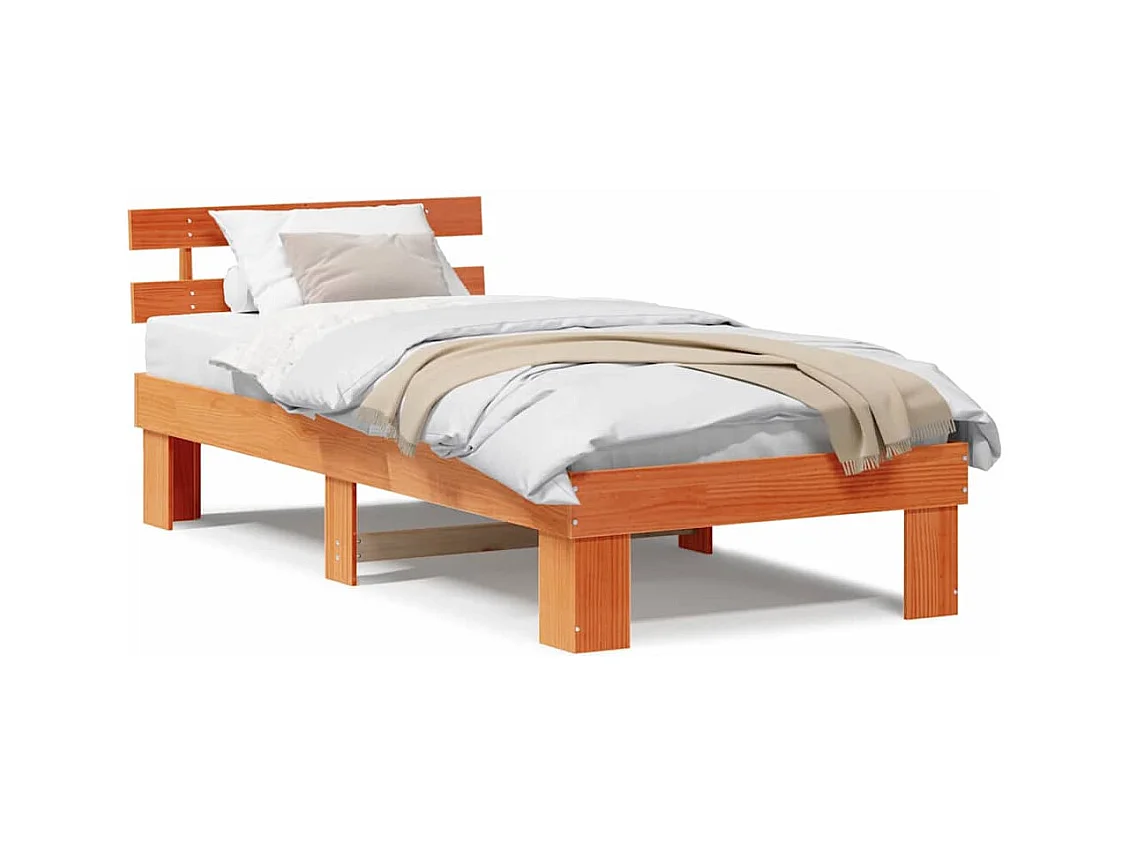 Lit simple | Lit adulte, enfant | Cadre de lit Marron 100x200 cm Bois de pin massif