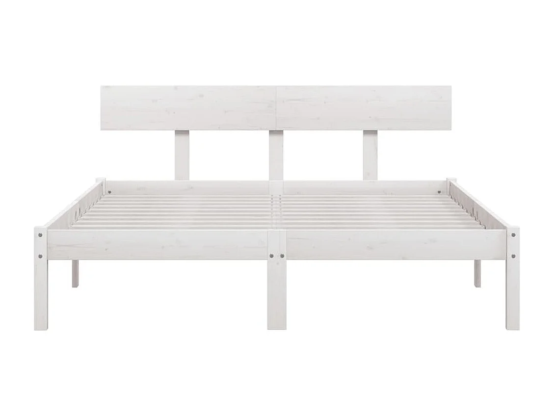 Lit double | Lit adulte | Cadre de lit blanc bois massif 160x200 cm