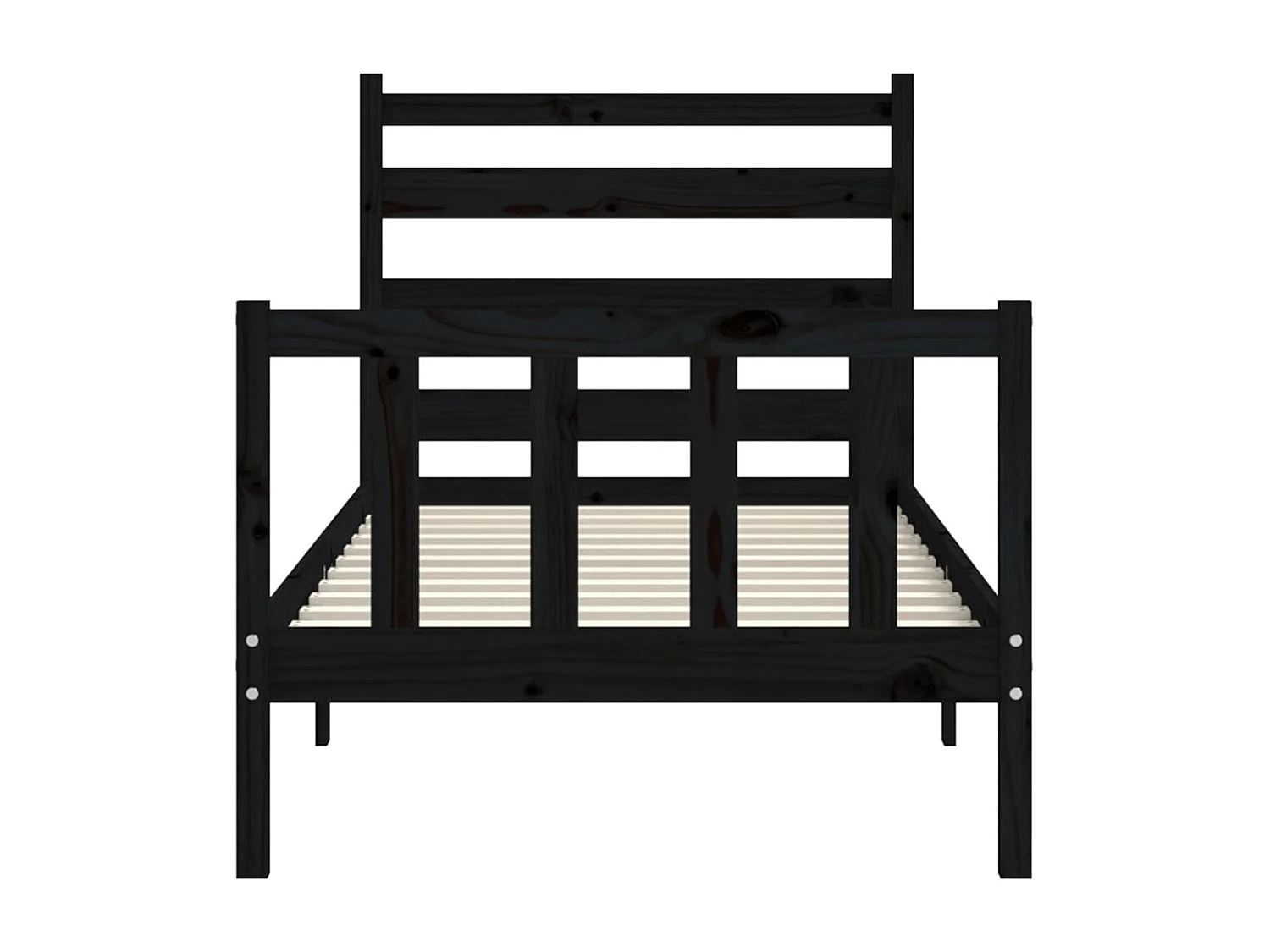 Lit simple | Lit adulte, enfant | Cadre de lit noir bois de pin massif 75x190 cm