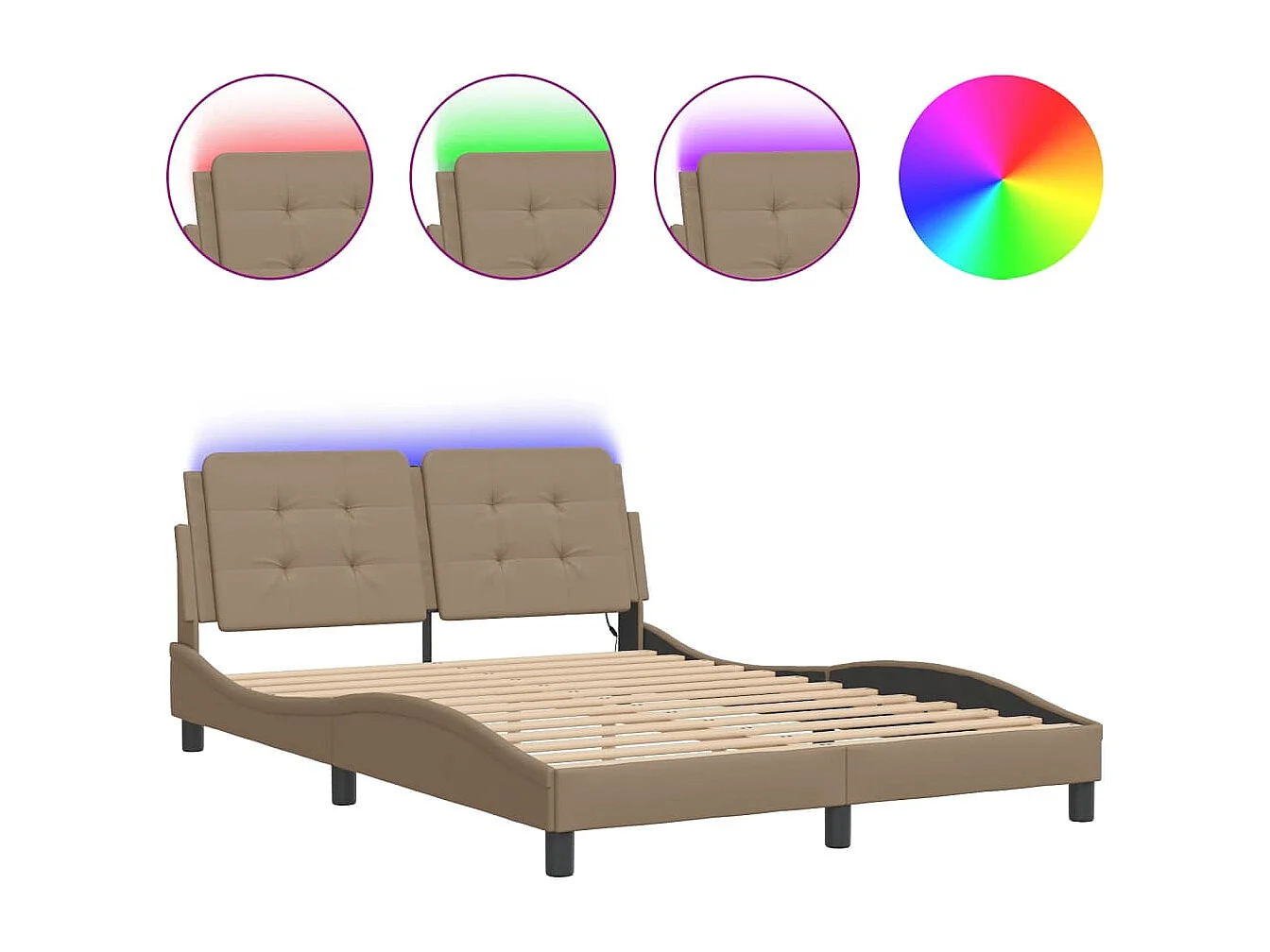 Lit double | Lit adulte | Cadre de lit avec LED cappuccino 140x200 cm