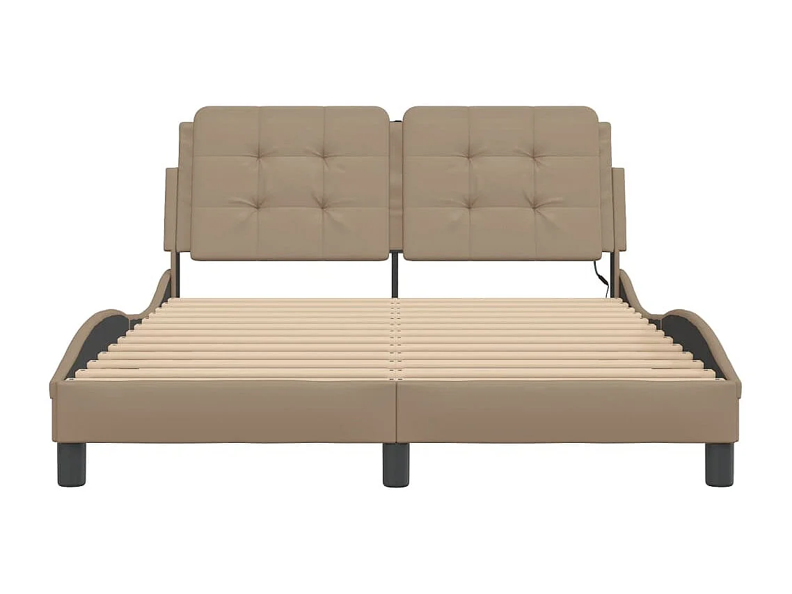 Lit double | Lit adulte | Cadre de lit avec LED cappuccino 140x200 cm