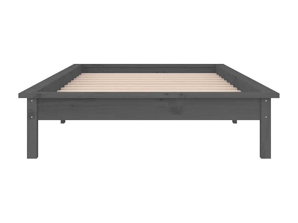Lit simple | Lit adulte, enfant | Cadre de lit à LED gris 90x200 cm bois massif