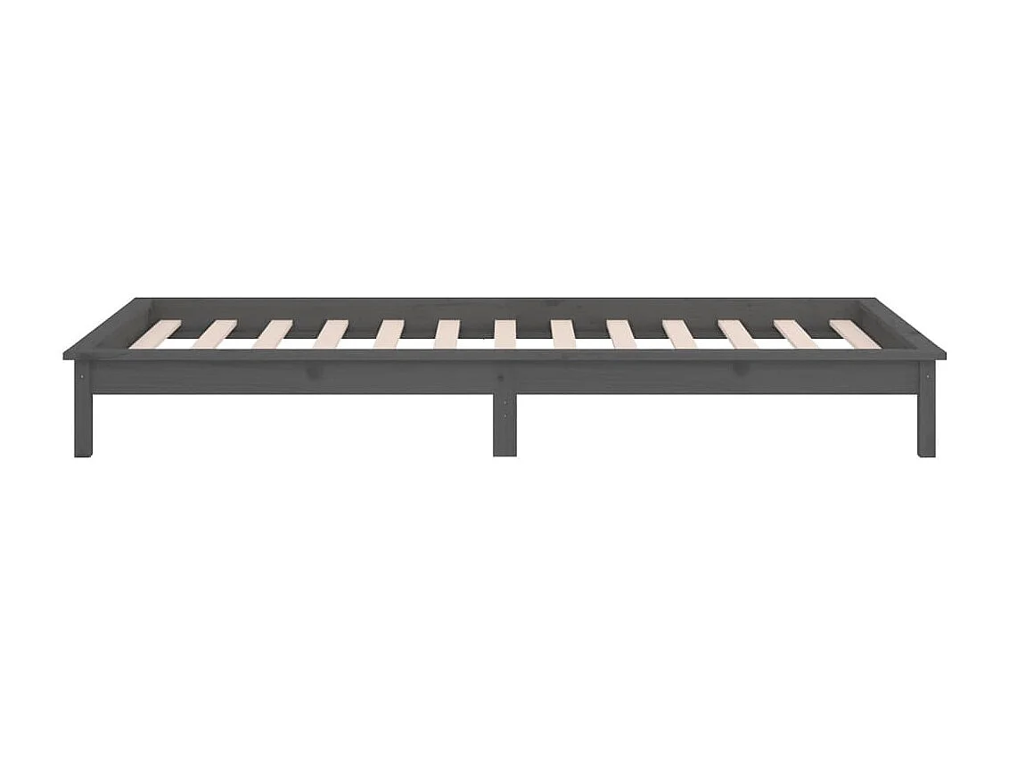 Lit simple | Lit adulte, enfant | Cadre de lit à LED gris 90x200 cm bois massif