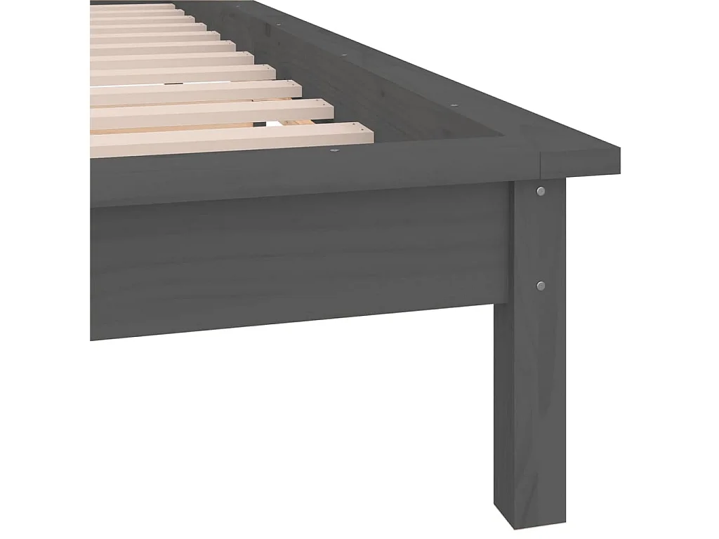 Lit simple | Lit adulte, enfant | Cadre de lit à LED gris 90x200 cm bois massif