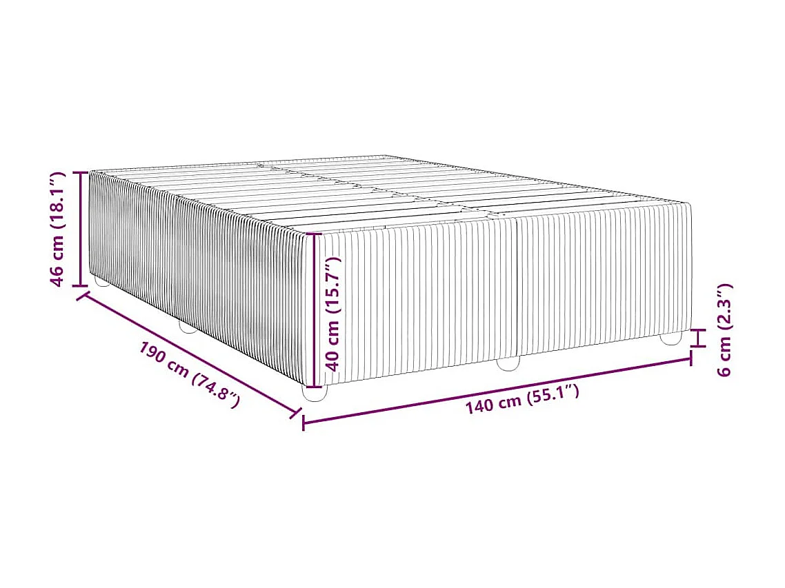 Lit double | Lit adulte | Cadre de lit gris clair 140x190 cm tissu