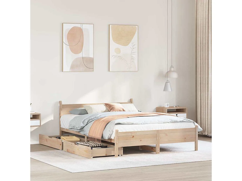Letto singolo | Giroletto | Letto senza Materasso 120x190 cm in Legno Massello di Pino