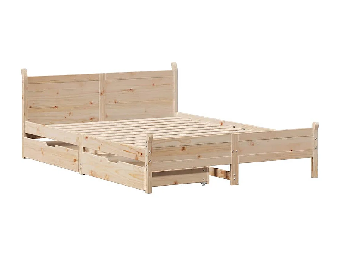 Letto singolo | Giroletto | Letto senza Materasso 120x190 cm in Legno Massello di Pino