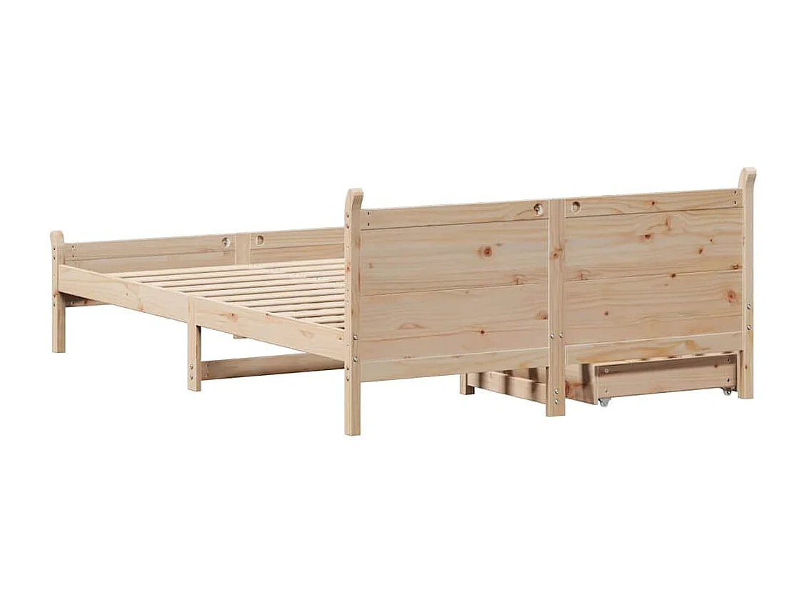 Letto singolo | Giroletto | Letto senza Materasso 120x190 cm in Legno Massello di Pino