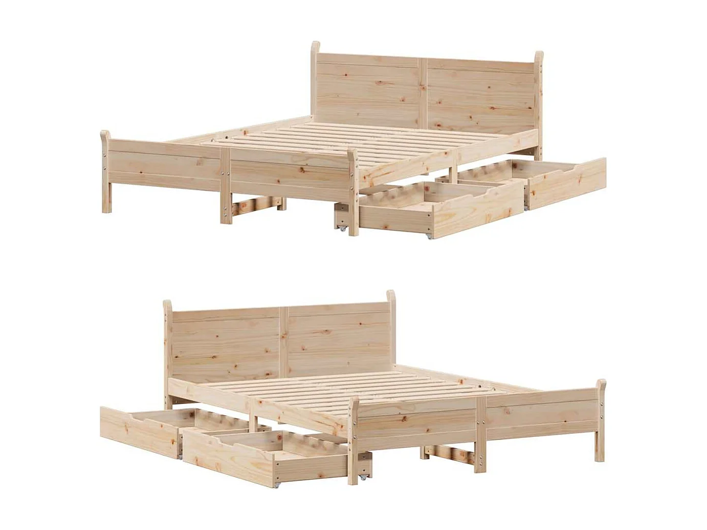 Letto singolo | Giroletto | Letto senza Materasso 120x190 cm in Legno Massello di Pino