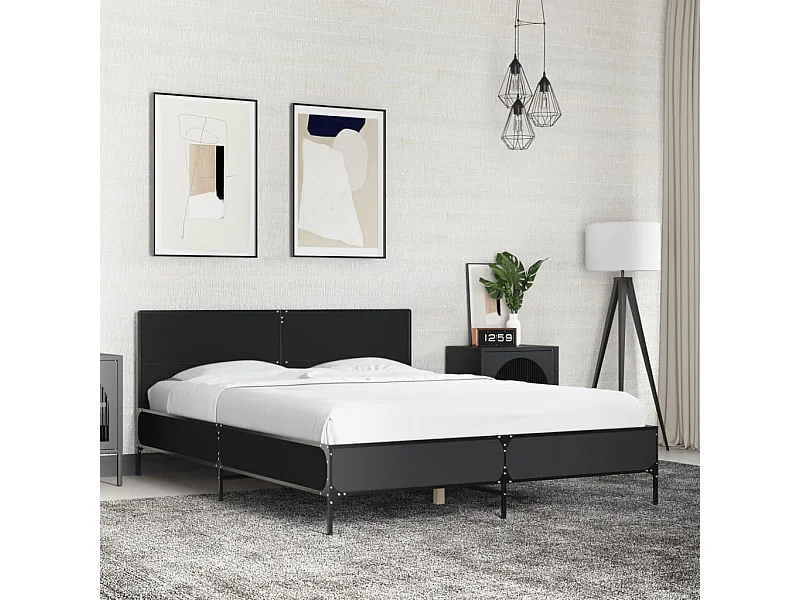 Lit simple | Lit adulte, enfant | Cadre de lit noir 120x200 cm