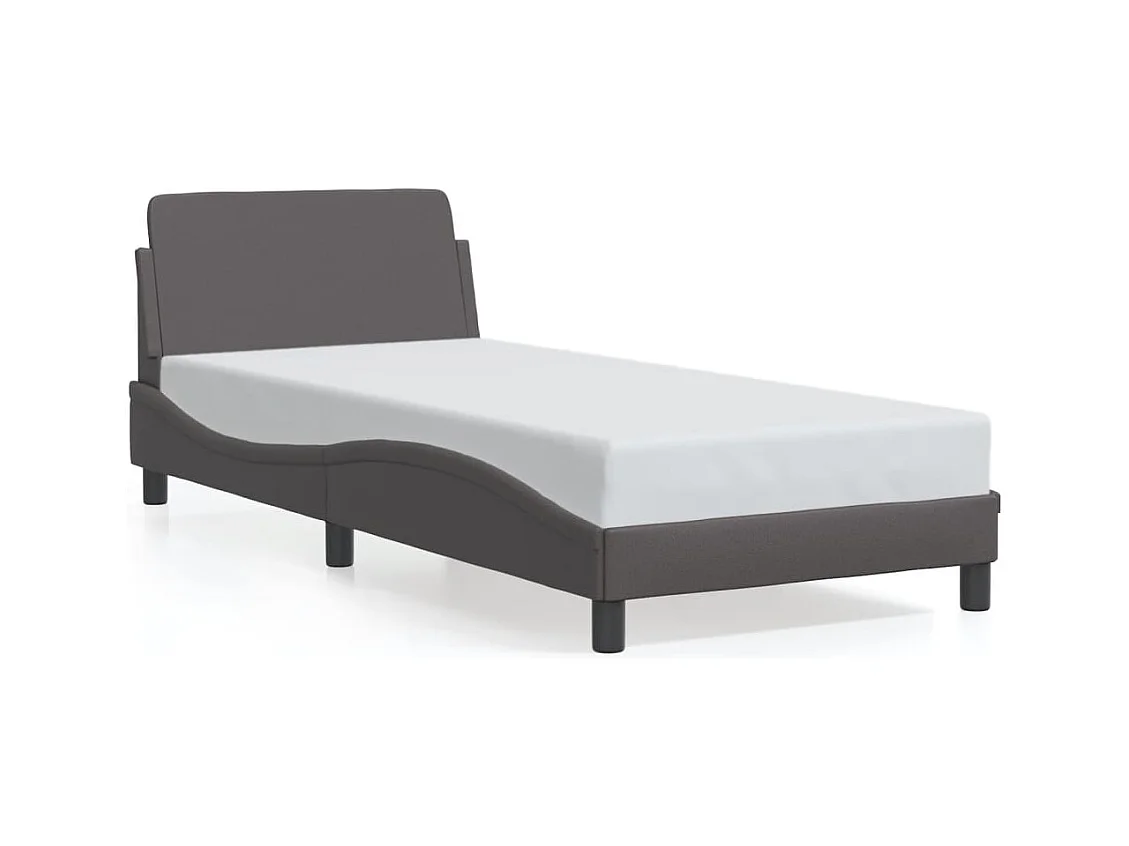 Lit simple | Lit adulte, enfant | Cadre de lit gris 80x200 cm similicuir